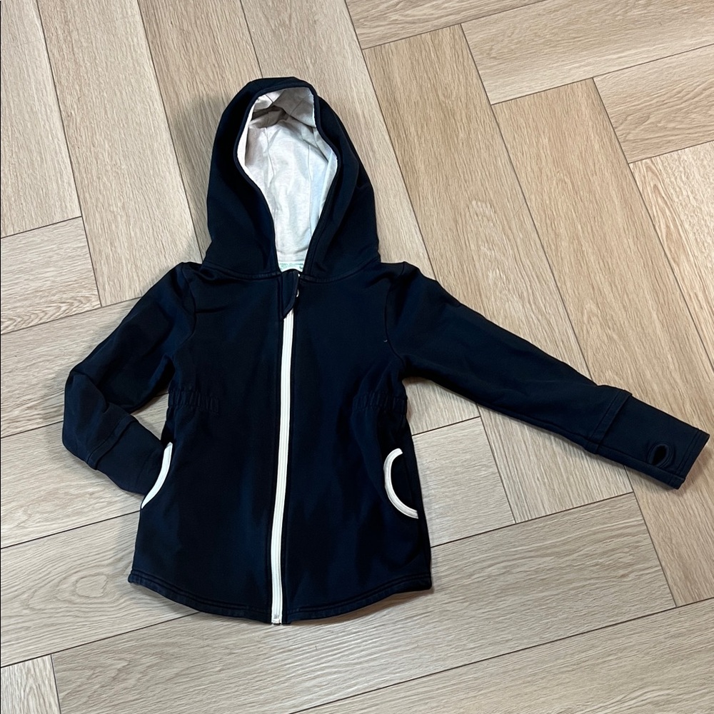 Black Hooded Jacket with White Accents